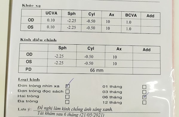 3. Quy trình đọc kết quả đo khúc xạ mắt